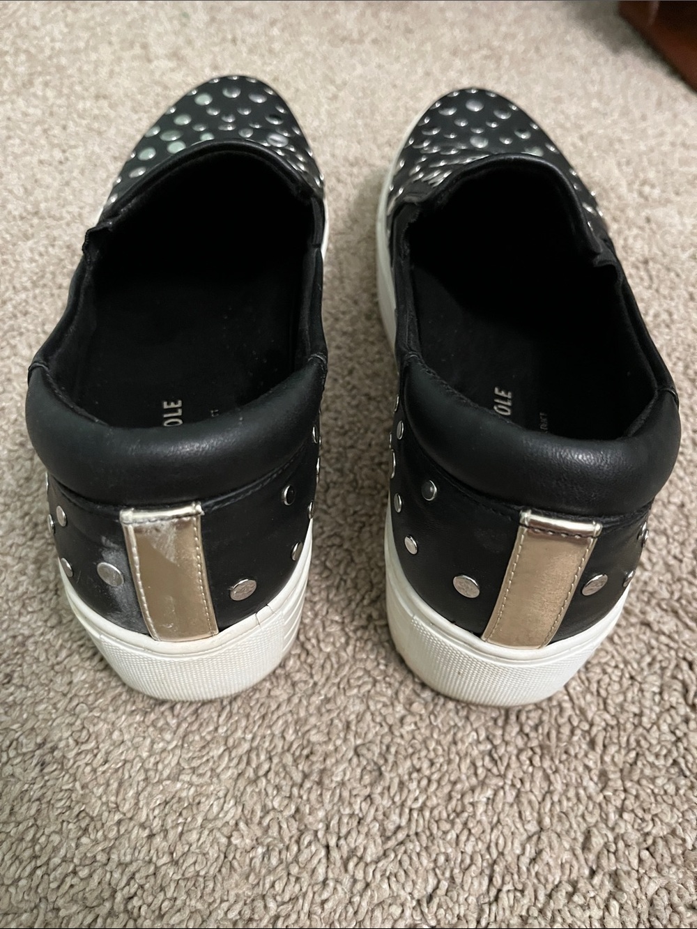 Kenneth Cole Black Slip-On Sneakers with Iridescent Studs - Picture 4 of 7